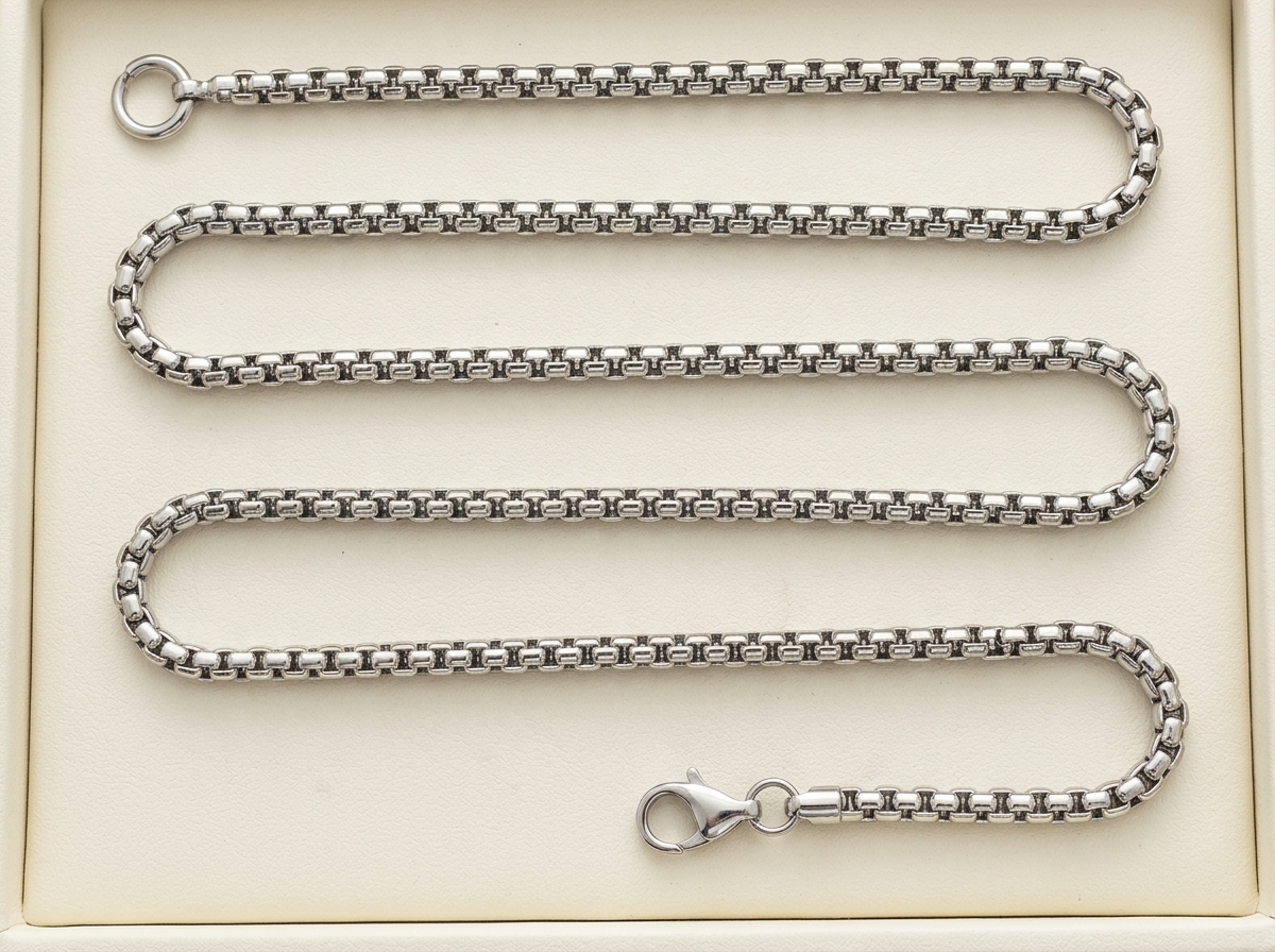 Venetian Round Box Chain - Silver - Image 1