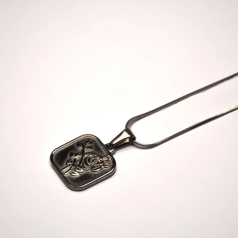 Crafted Rose Pendant - Silver - Image 1