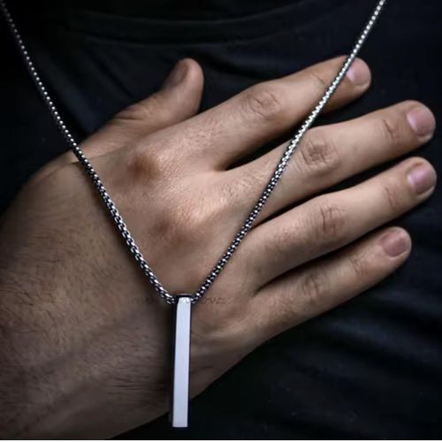 Vertical Bar Pendant - Silver - Image 2